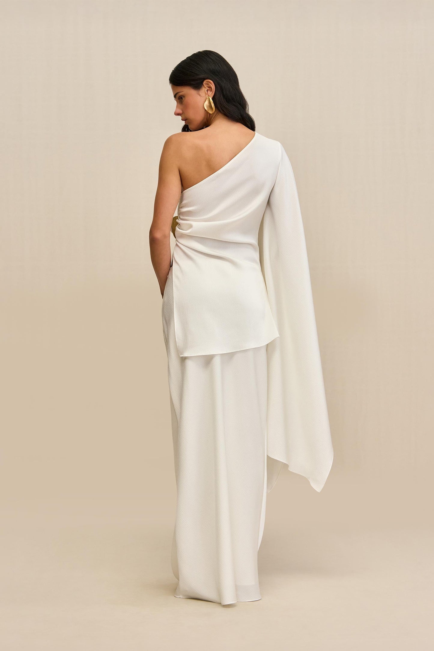 CHANTEL SKIRT - OFF WHITE HAMMERED SATIN