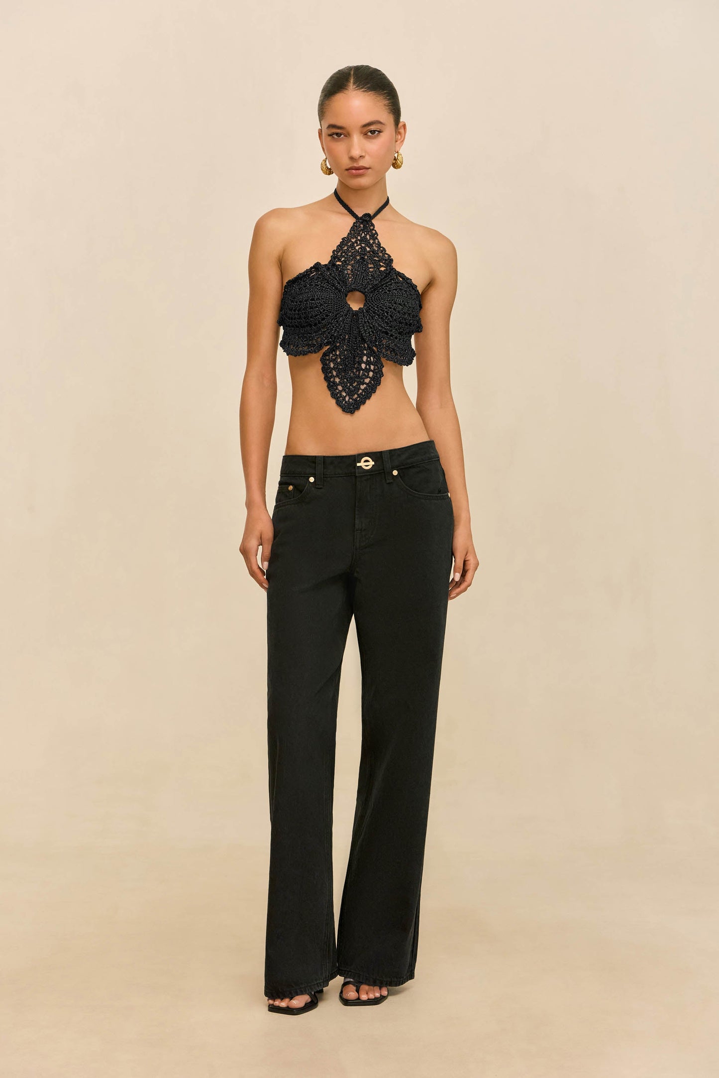 DARLENA CROCHET TOP - BLACK