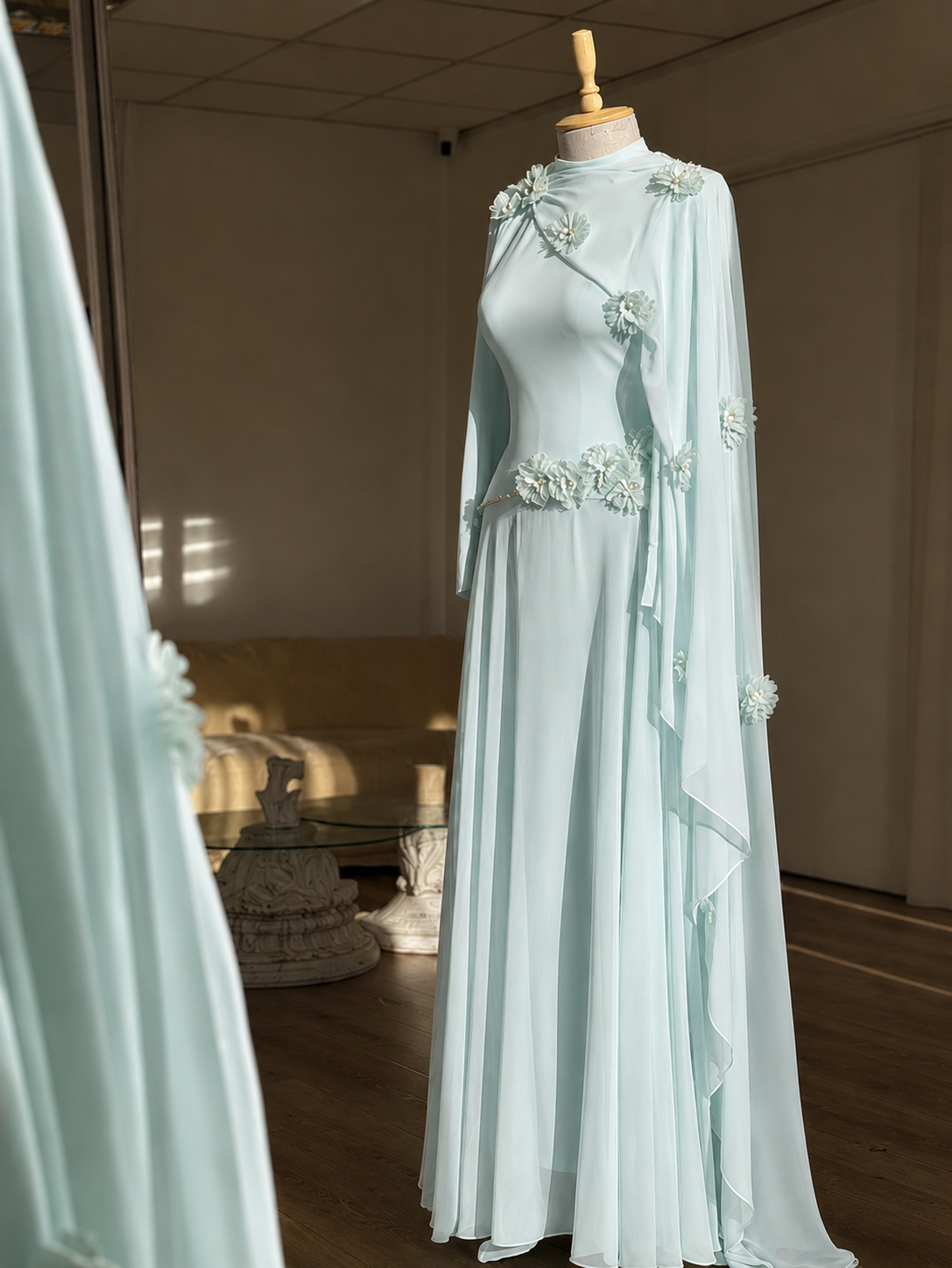 The Peony dress mint blue