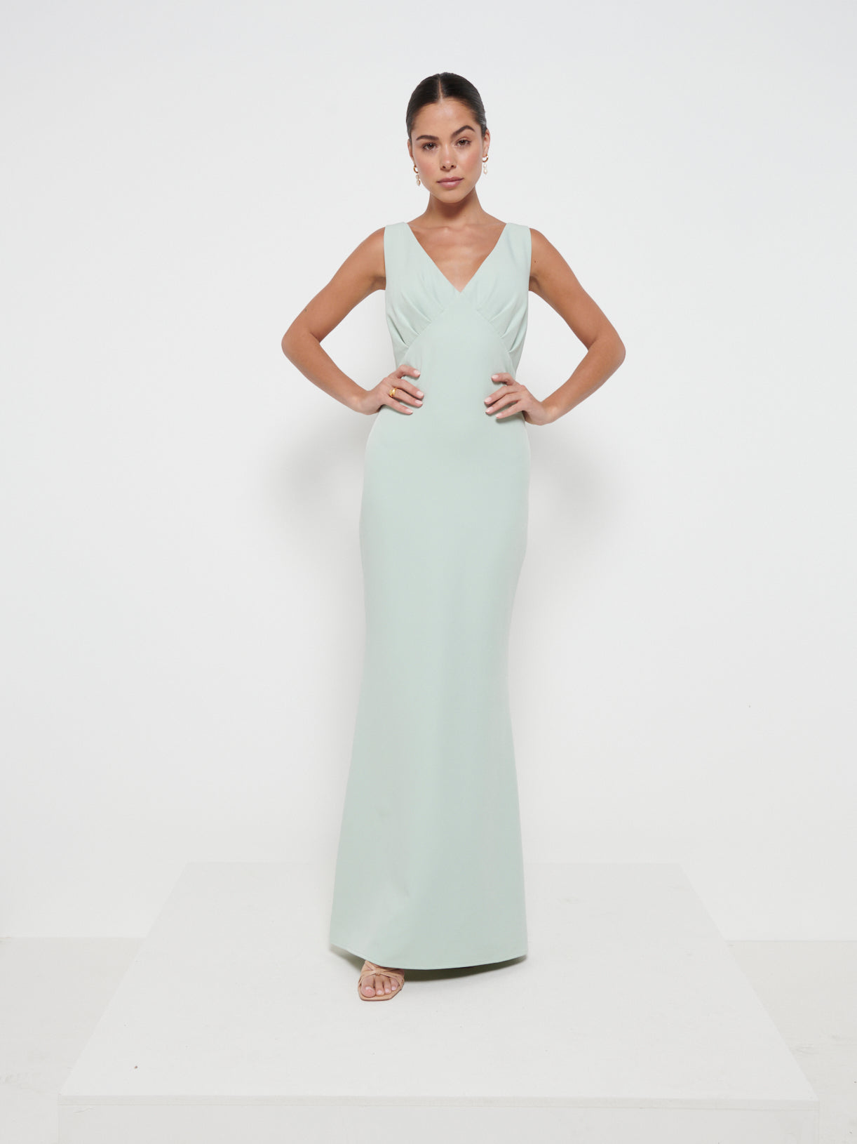 Esmee Crepe Maxi Bridesmaid Dress - Sage