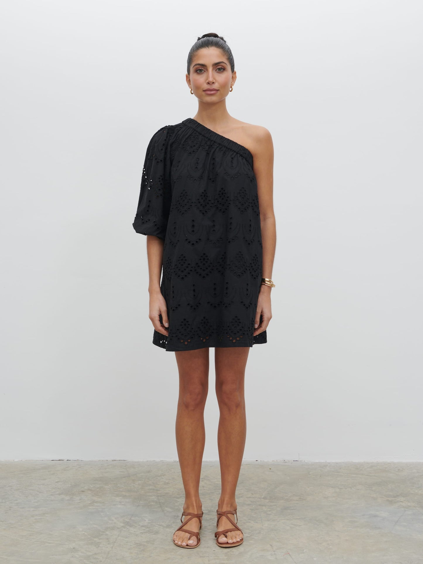 Fawn Broderie Mini Dress - Black