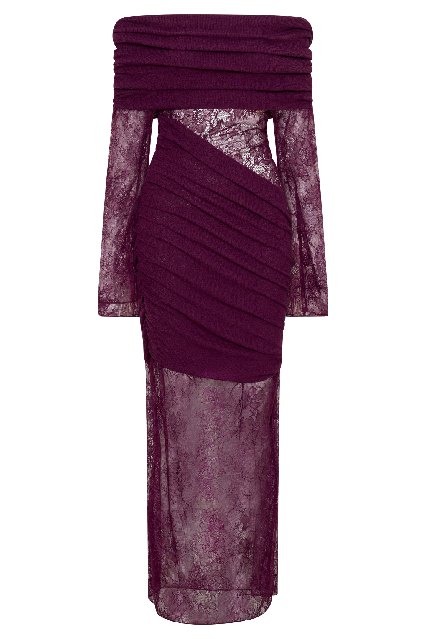 Luxie Lace Knit Maxi Dress - Plum