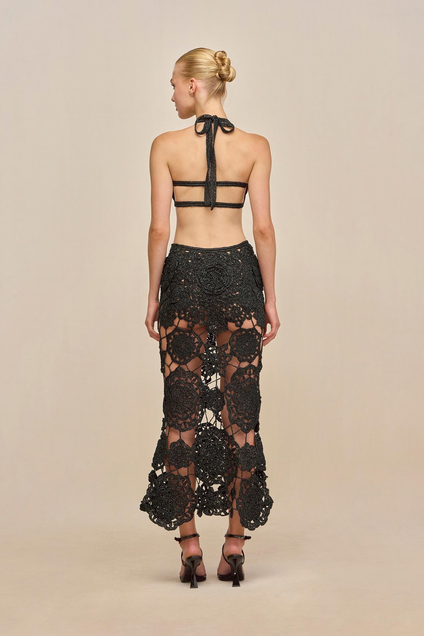 ACCALIA CROCHET GOWN - BLACK