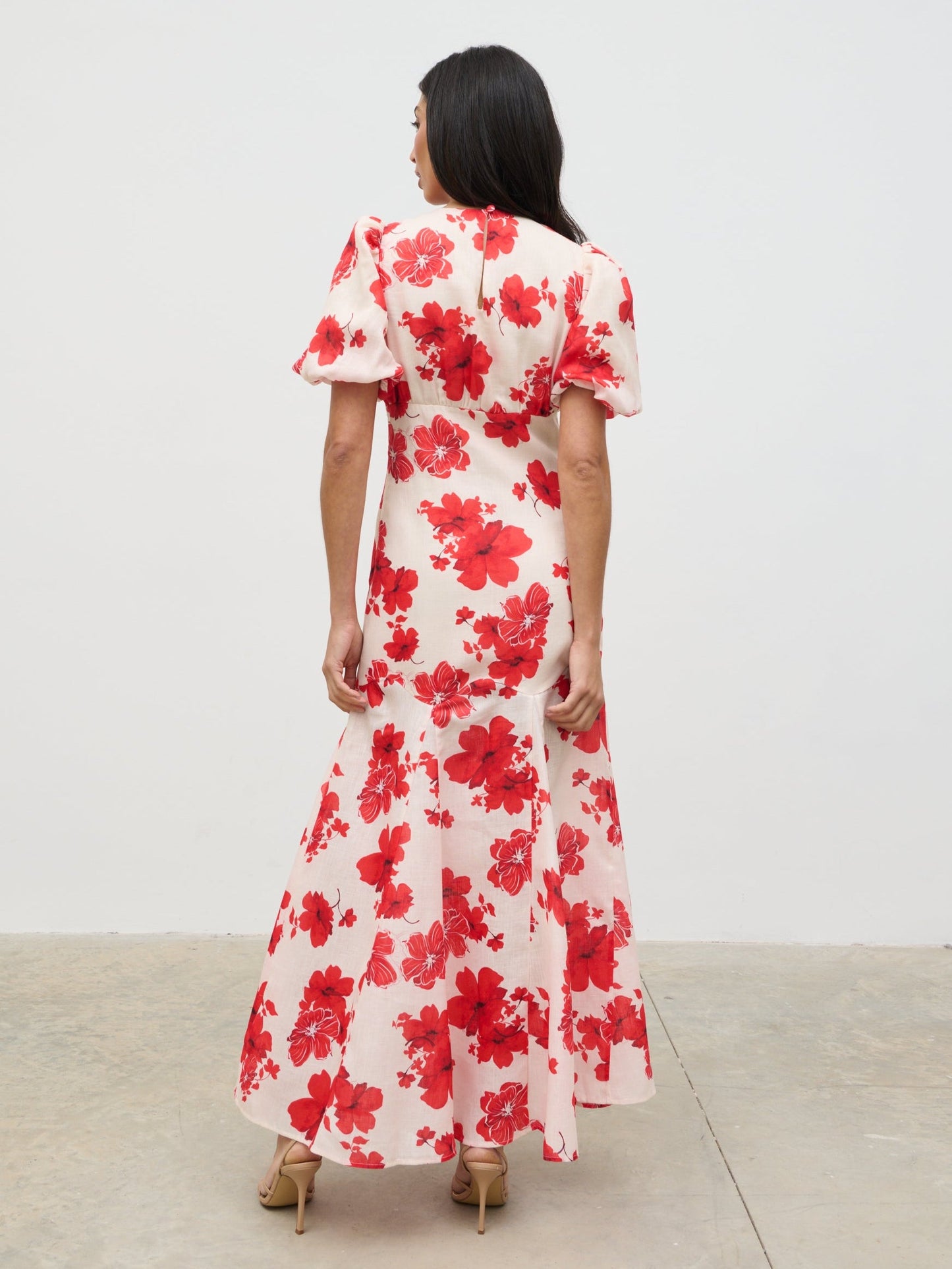 Lottie Puff Sleeve Dress - Red Floral