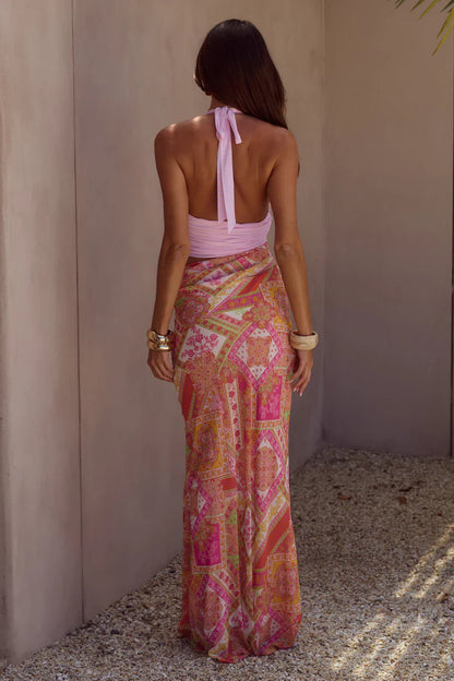 ALEXIS HALTER CUT OUT MAXI DRESS - CAVELLO PEACH