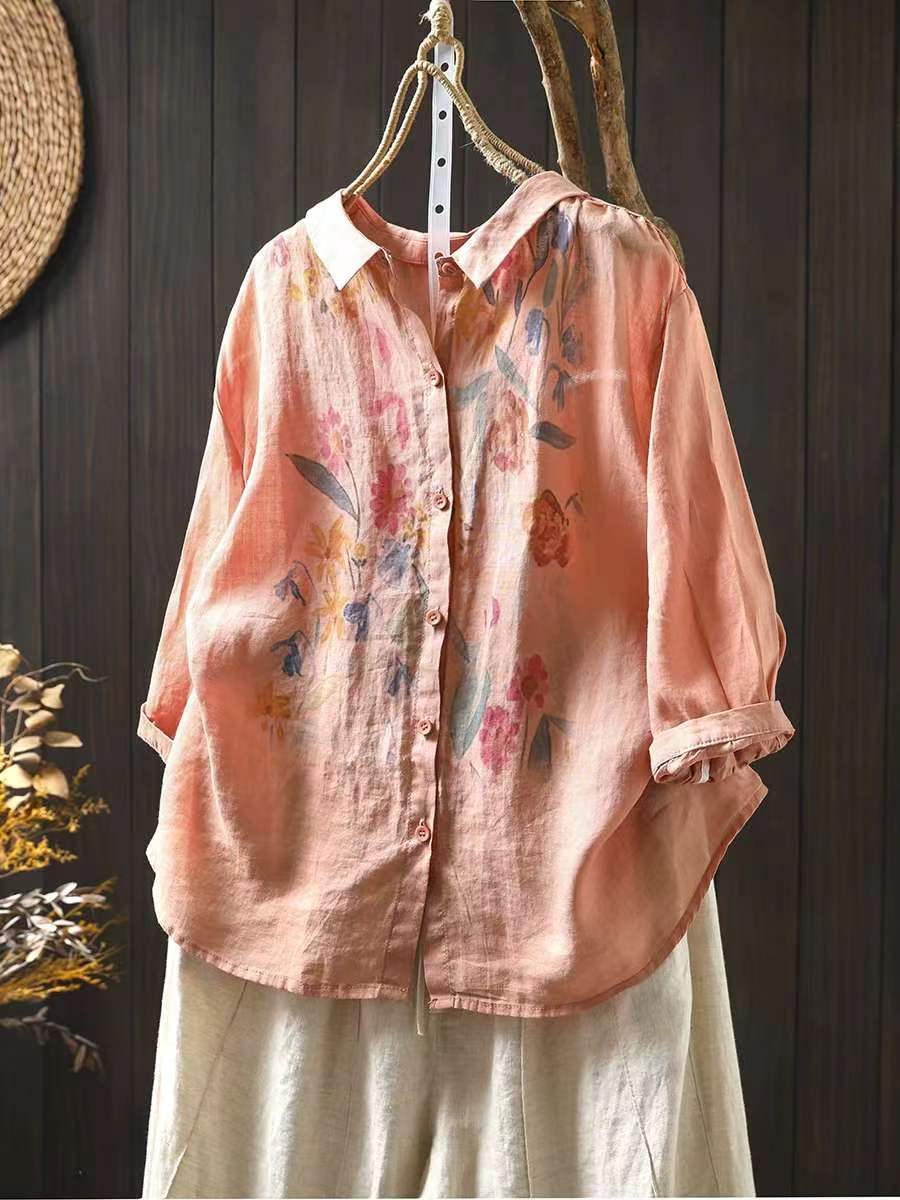 å¥³æ¬¾èè¡å¤å­£è±åå°è±è§éº»è¥¯è¡«