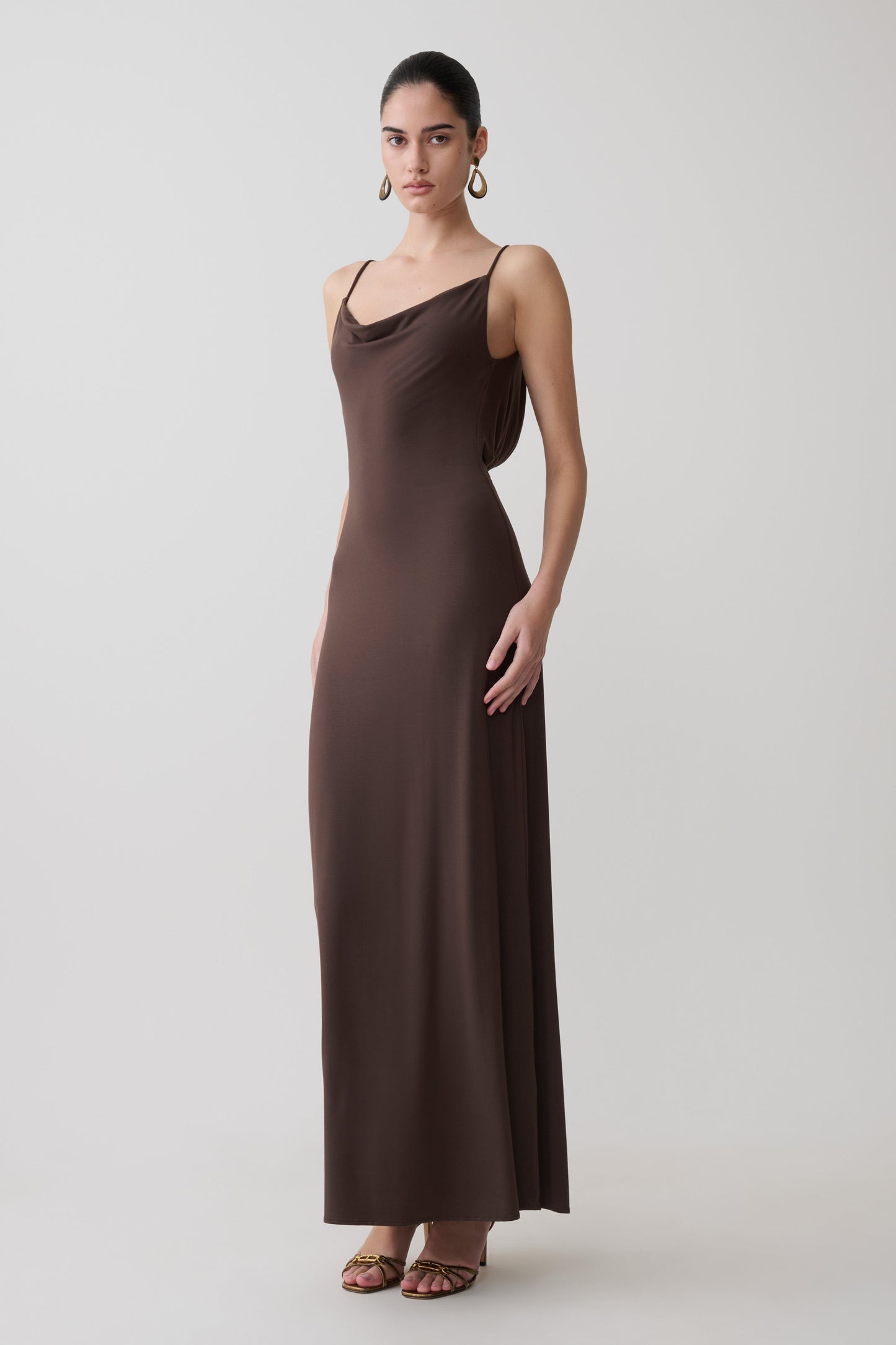 Joni Cowl Maxi Dress - Bitter Chocolate