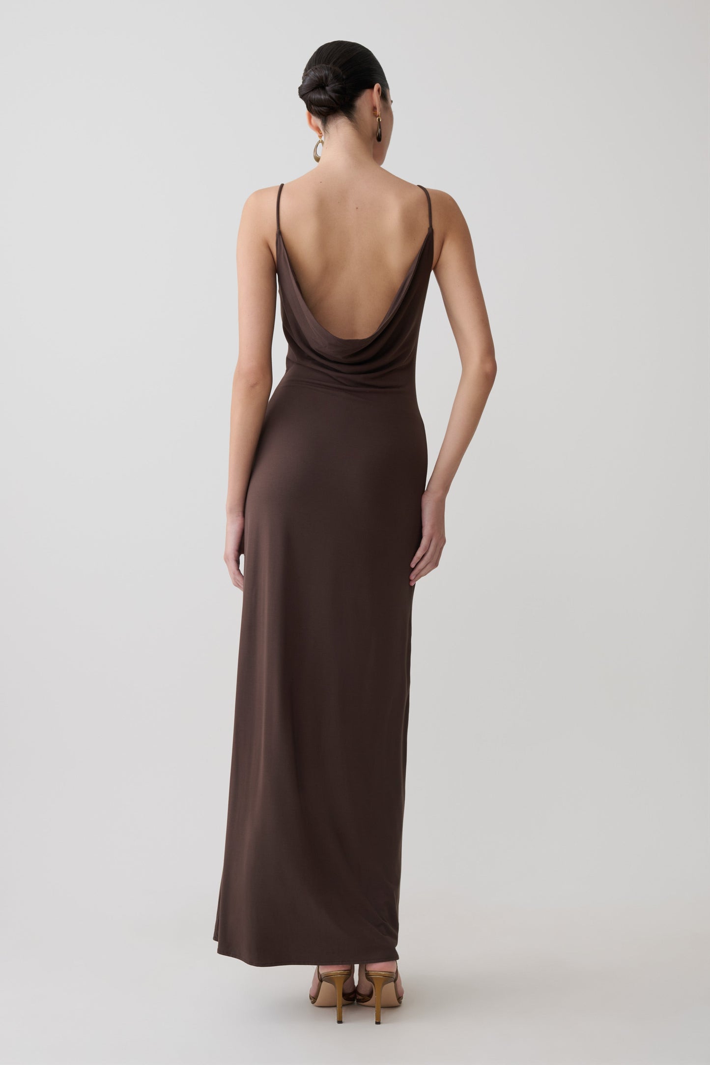 Joni Cowl Maxi Dress - Bitter Chocolate