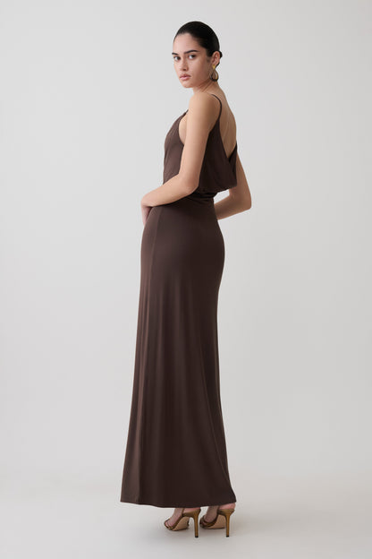 Joni Cowl Maxi Dress - Bitter Chocolate