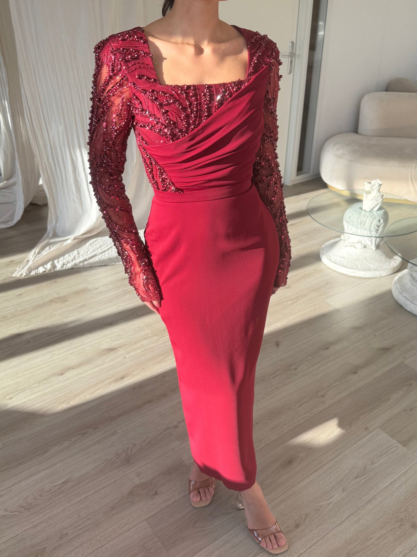 The Evona midi dress burgundy