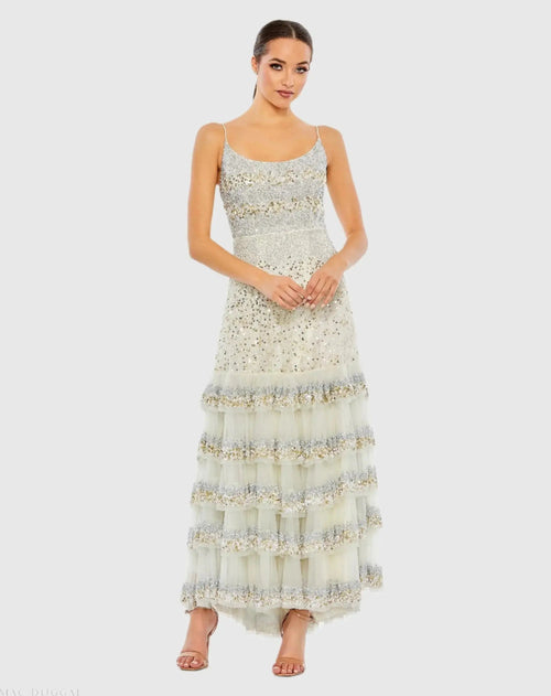 Embellished Scoop Neck Tiered Gown - FINAL SALE