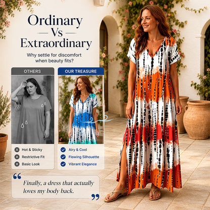 👗🌈 LIMITED TIME 50% OFF! Women’s Tie Dye V Neck Maxi Dress – Breathable Comfort, Relaxed Fit and Effortless Summer Style ✨