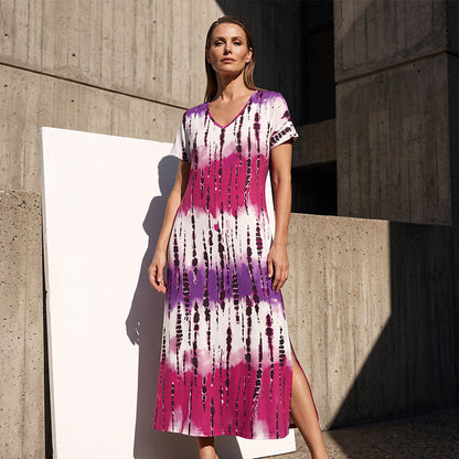 👗🌈 LIMITED TIME 50% OFF! Women’s Tie Dye V Neck Maxi Dress – Breathable Comfort, Relaxed Fit and Effortless Summer Style ✨