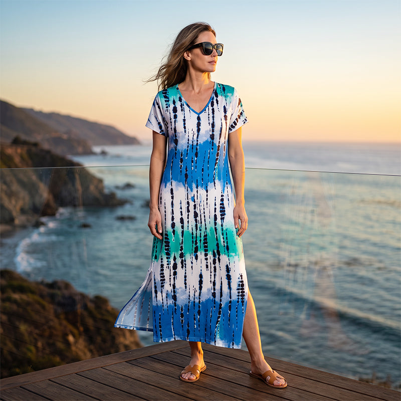 👗🌈 LIMITED TIME 50% OFF! Women’s Tie Dye V Neck Maxi Dress – Breathable Comfort, Relaxed Fit and Effortless Summer Style ✨