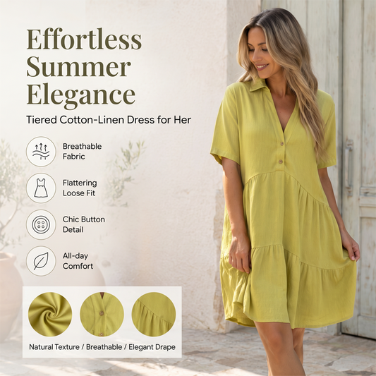 💝Solid Color Comfort Lapel Button Dress