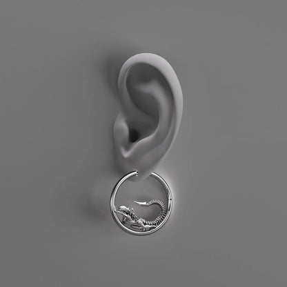BIOMECHANICAL ALIEN HOOP EARRINGS