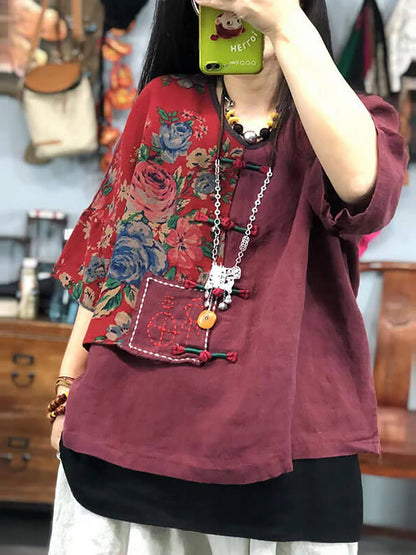 å¤§å°ºç¢¼å¥³ç¨åºç¹¡è±åå¾©å¤è§éº»æ£æ¼æ¥ T å¹