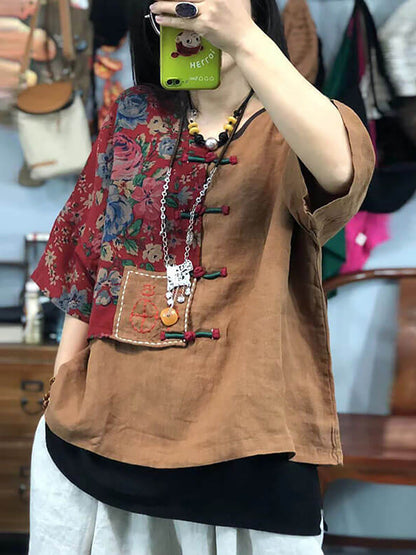 å¤§å°ºç¢¼å¥³ç¨åºç¹¡è±åå¾©å¤è§éº»æ£æ¼æ¥ T å¹