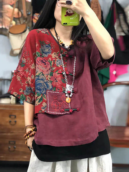 å¤§å°ºç¢¼å¥³ç¨åºç¹¡è±åå¾©å¤è§éº»æ£æ¼æ¥ T å¹