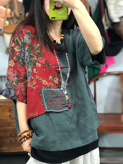 å¤§å°ºç¢¼å¥³ç¨åºç¹¡è±åå¾©å¤è§éº»æ£æ¼æ¥ T å¹