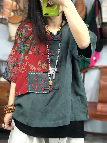 å¤§å°ºç¢¼å¥³ç¨åºç¹¡è±åå¾©å¤è§éº»æ£æ¼æ¥ T å¹