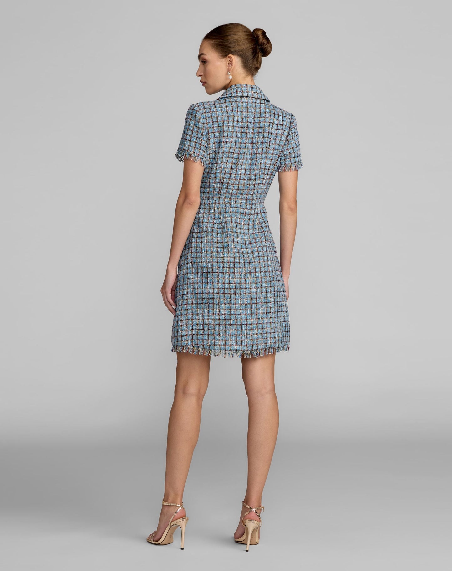 Blue Short Sleeve Collared Mini Dress