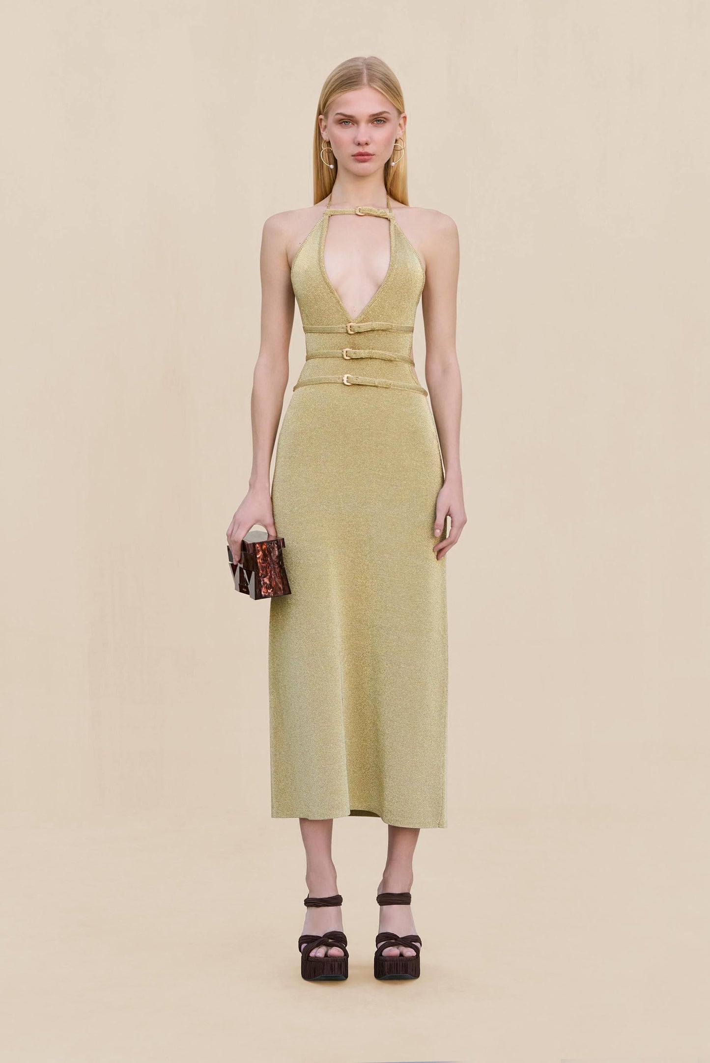 EVALEIGH KNIT DRESS - GOLD