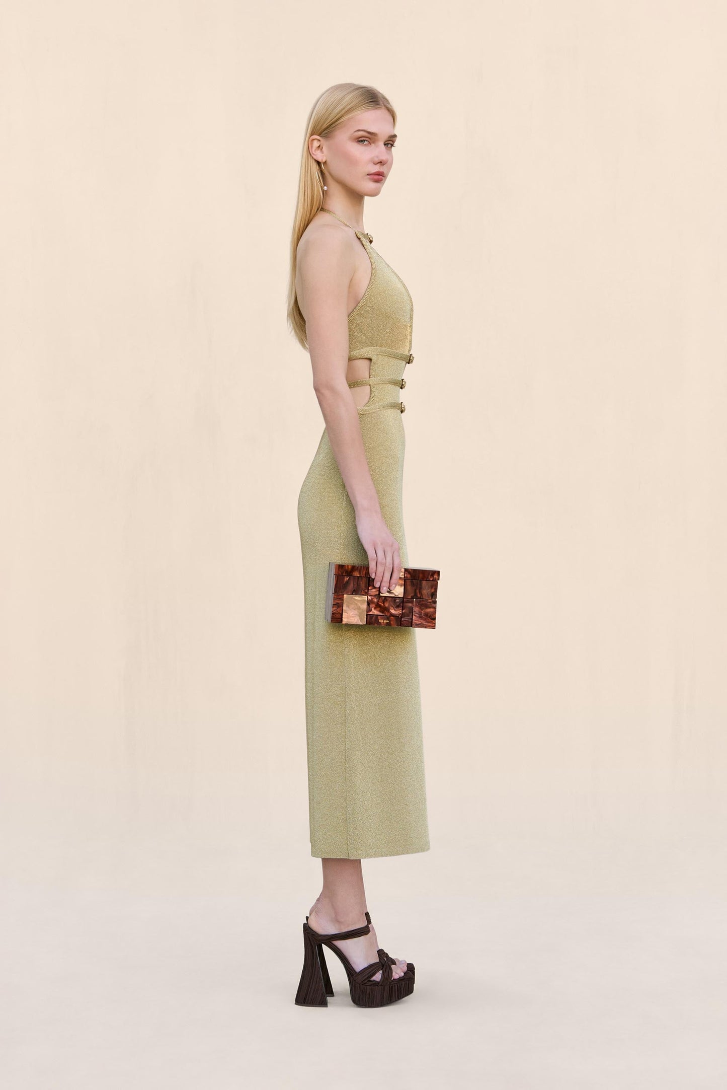 EVALEIGH KNIT DRESS - GOLD