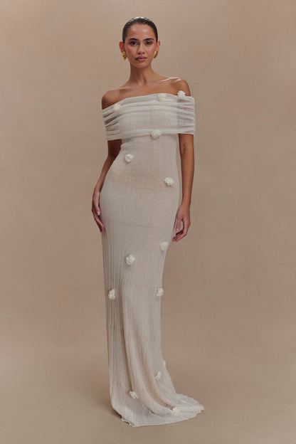 Brynn Orchid Knit Maxi Dress - Ivory