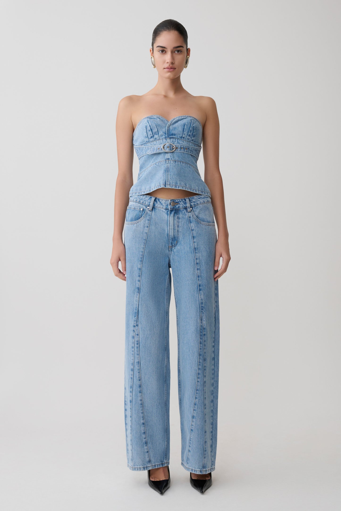 Roy Mid Rise Wide Leg Denim Jeans - Classic Blue