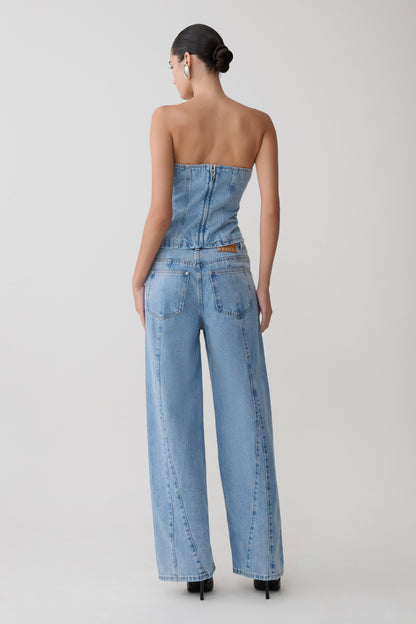 Roy Mid Rise Wide Leg Denim Jeans - Classic Blue
