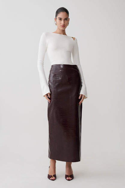 Ricky Knit Long Sleeve Longline Top - Ivory