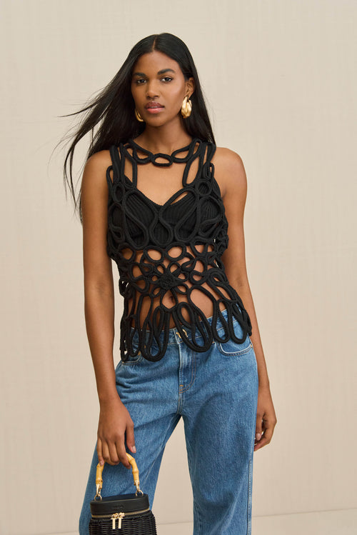 DANICA CROCHET TOP - BLACK