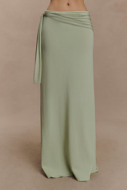 Bowie Low Rise Knit Maxi Skirt - Pastel Green