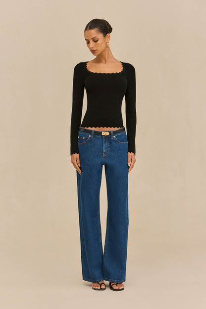 JEAN KNIT TOP - BLACK