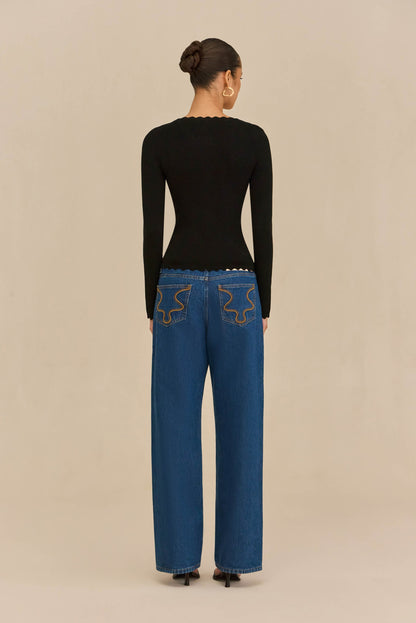 JEAN KNIT TOP - BLACK