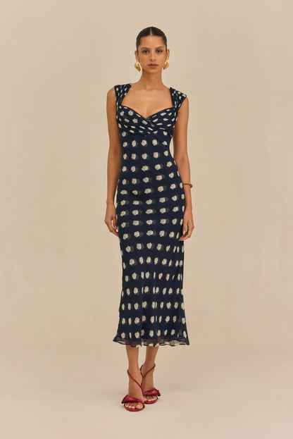 ELISEO DRESS - SMALL DOT DEEP LAKE