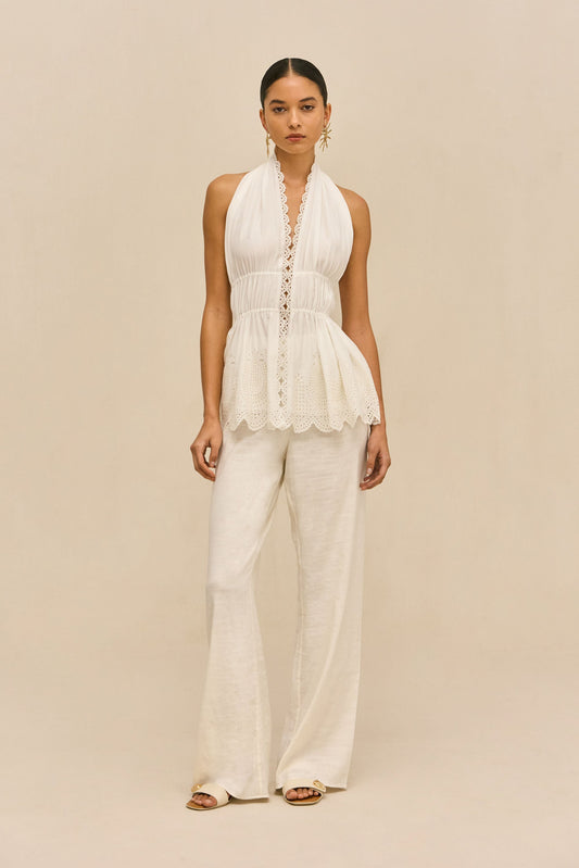 SARA PANT - OFF WHITE LINEN