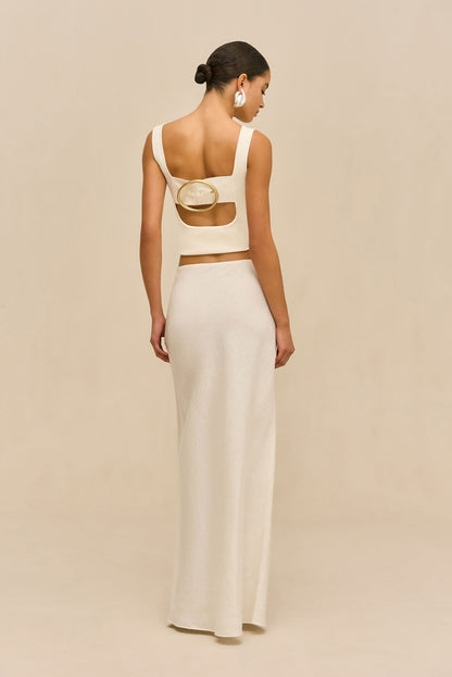 CHANTEL SKIRT - OFF WHITE LINEN