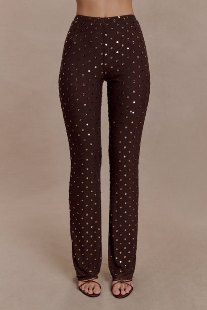 Jackie Diamante Straight Leg Pants - Chocolate
