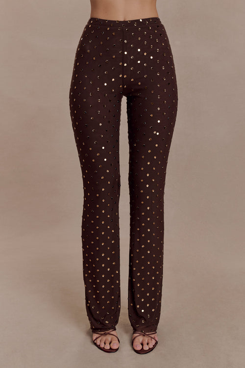 Jackie Diamante Straight Leg Pants - Chocolate