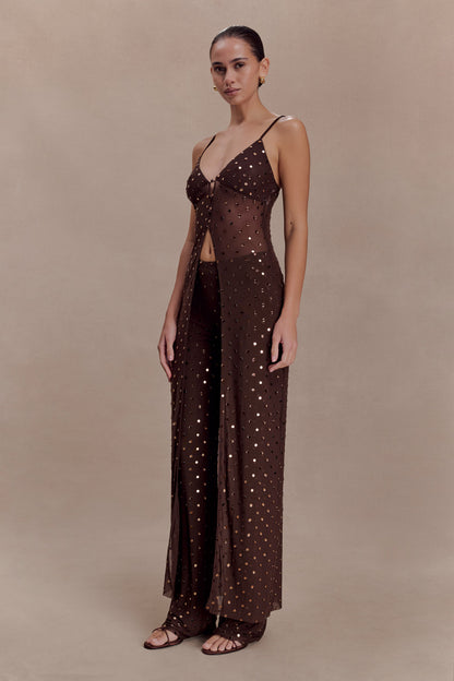 Jackie Diamante Straight Leg Pants - Chocolate