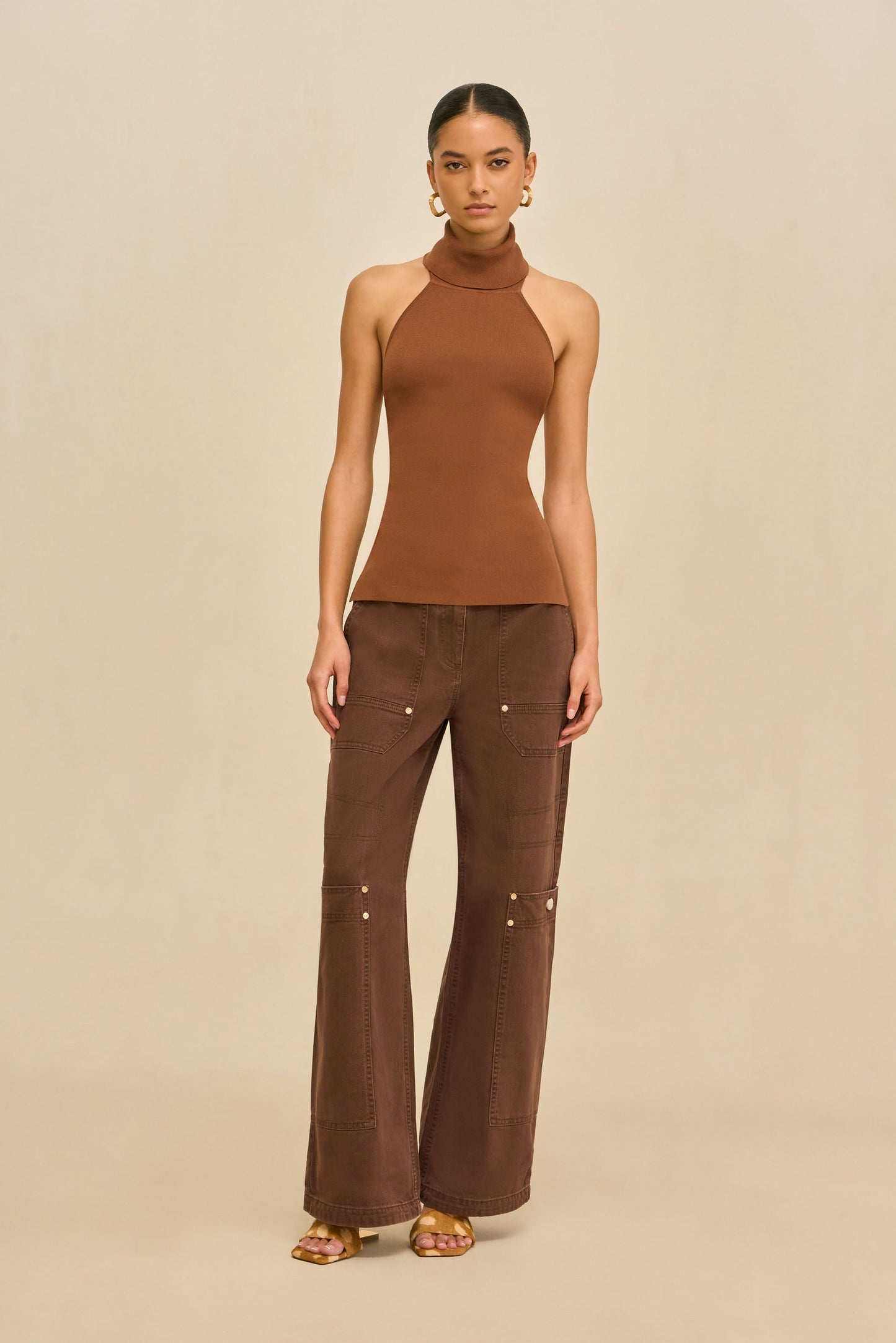WAKE KNIT TOP - SADDLE