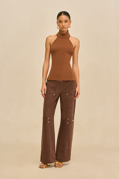 WAKE KNIT TOP - SADDLE