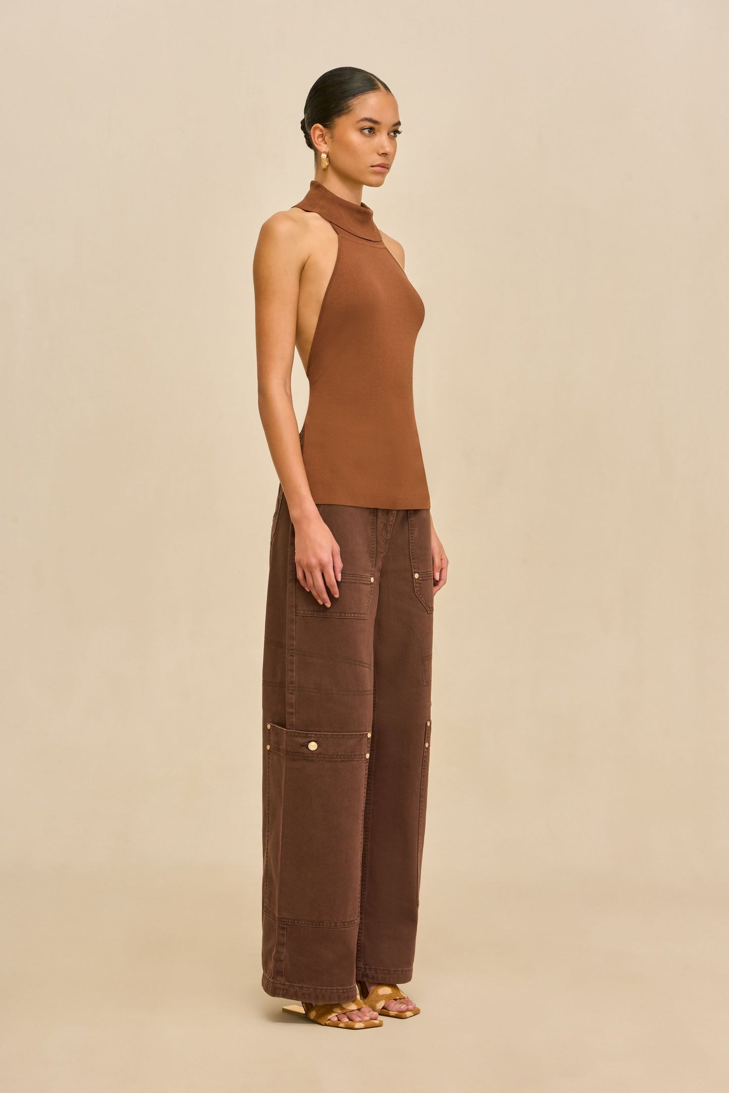 WAKE KNIT TOP - SADDLE