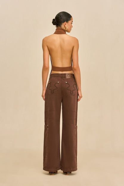 WAKE KNIT TOP - SADDLE