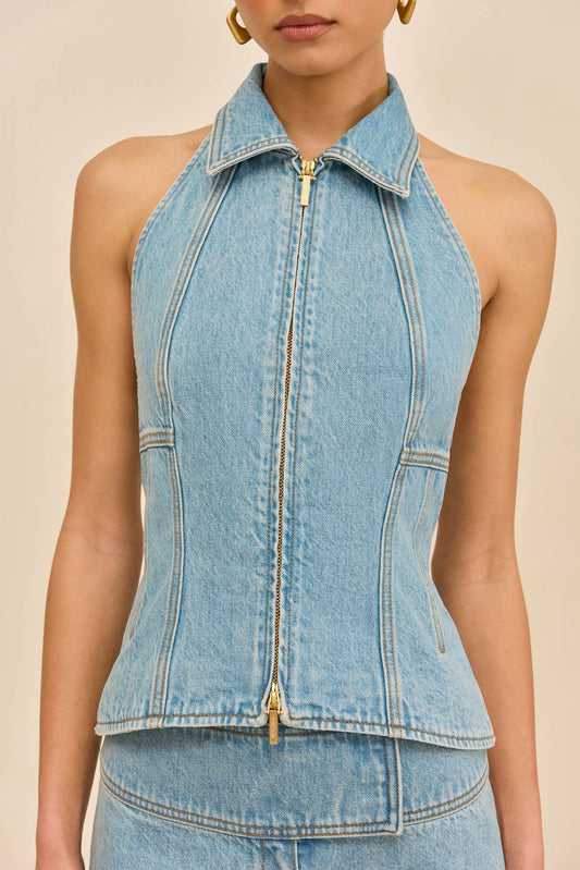 JILL DENIM TOP - VINTAGE BLUE