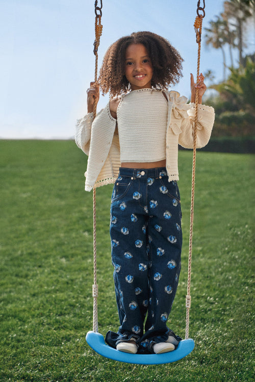 KIDS DAHLIE CARDIGAN SET  - OFF WHITE