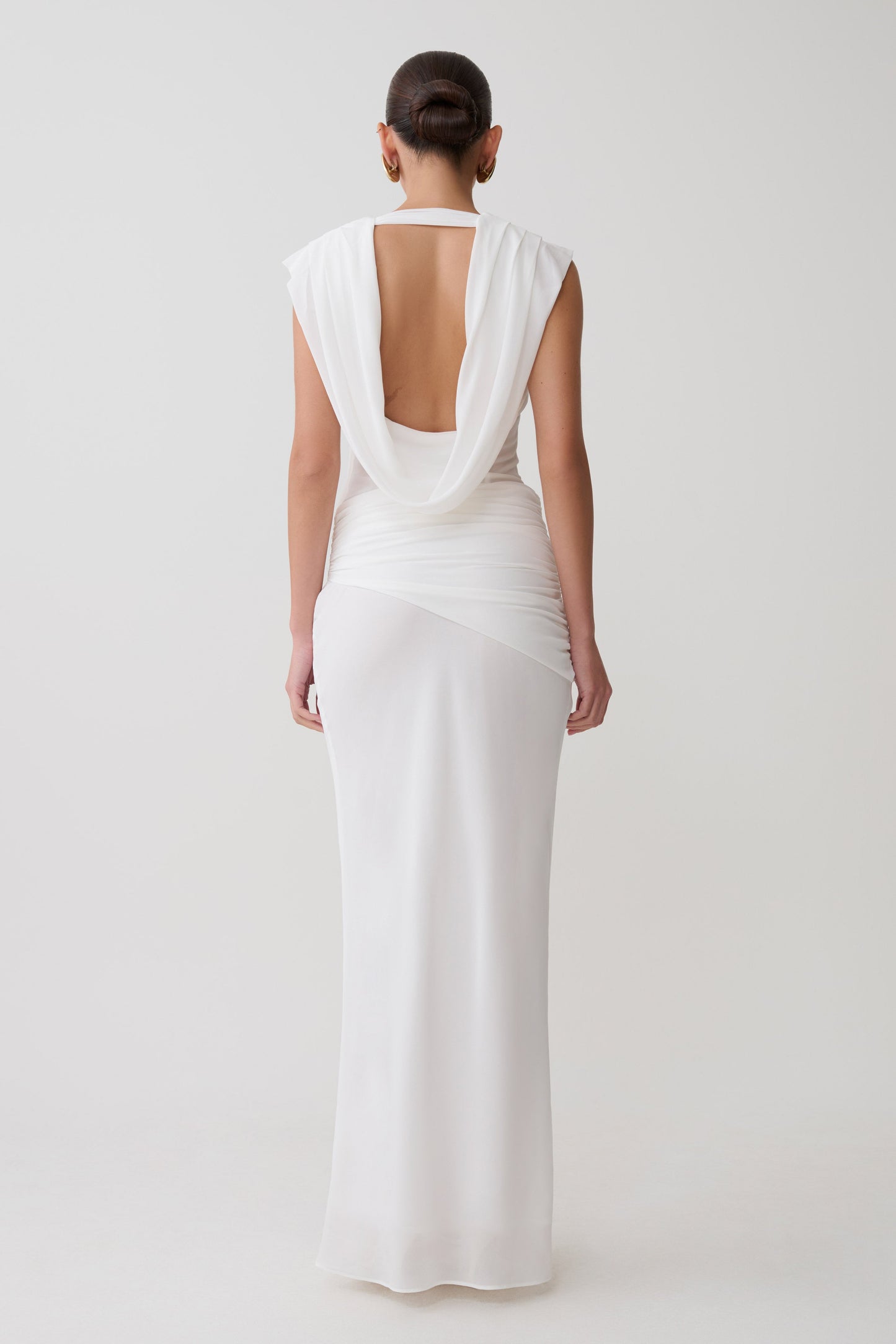 Giulia Chiffon Draped Maxi Dress - White