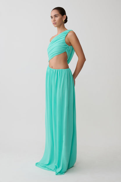 Aria Chiffon Cut Out Maxi Dress - Lagoon